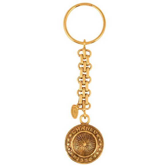 CHANEL Accessories - CHANEL 1990 Charm Keychain Keyring Chain GP Round Circle